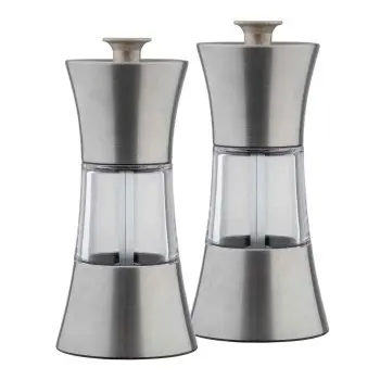 Tablecraft Salt & Pepper Mills 1.5 Oz. 2.31"x2.31"x5.125" - Stainless Steel (18/8) Set of 2