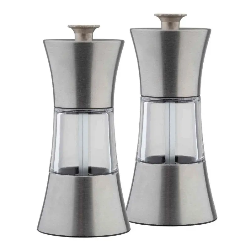 Tablecraft Salt & Pepper Mills 1.5 Oz. 2.31"x2.31"x5.125" - Stainless Steel (18/8) Set of 2