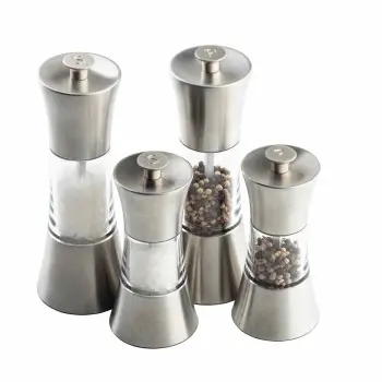 Tablecraft Salt & Pepper Mills 1.5 Oz. 2.31"x2.31"x5.125" - Stainless Steel (18/8) Set of 2