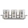 Tablecraft 3-Piece Shaker Set with Rack 6 Oz. Mirror Finish 10.125"x2.75"x3.5" - Stainless Steel (18/8)