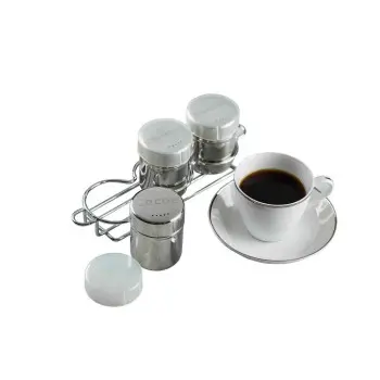 Tablecraft 3-Piece Shaker Set with Rack 6 Oz. Mirror Finish 10.125"x2.75"x3.5" - Stainless Steel (18/8)