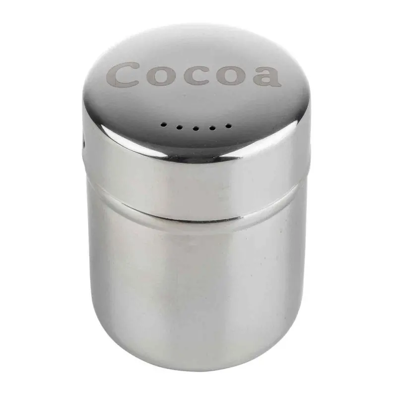Tablecraft Round Shaker "Cocoa" 6 Oz. Mirror Finish 2.25"x2.25"x3.125" - Stainless Steel (18/8)