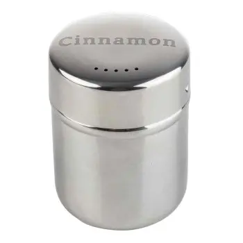 Tablecraft Round Shaker "Cinnamon" 6 Oz. Mirror Finish 2.25"x2.25"x3.125" - Stainless Steel (18/8)