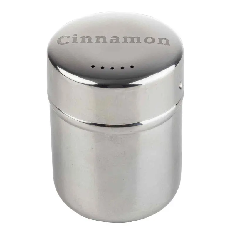 Tablecraft Round Shaker "Cinnamon" 6 Oz. Mirror Finish 2.25"x2.25"x3.125" - Stainless Steel (18/8)