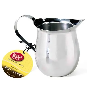 Tablecraft Bell Creamer 8 Oz. 4.75"x2.75"x3.375" - Stainless Steel (200 Series)