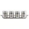 Tablecraft 4-Piece Shaker Set with Rack 6 Oz. Mirror Finish 13.125"x3.25"x3.5" - Stainless Steel (18/8) I