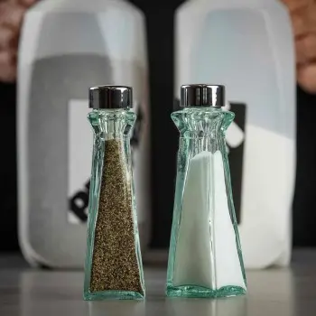 Tablecraft Salt & Pepper Shakers 3 Oz. 1.75"x1.75"x6.125" - Glass (Green Tinted Glass) - Set of 24