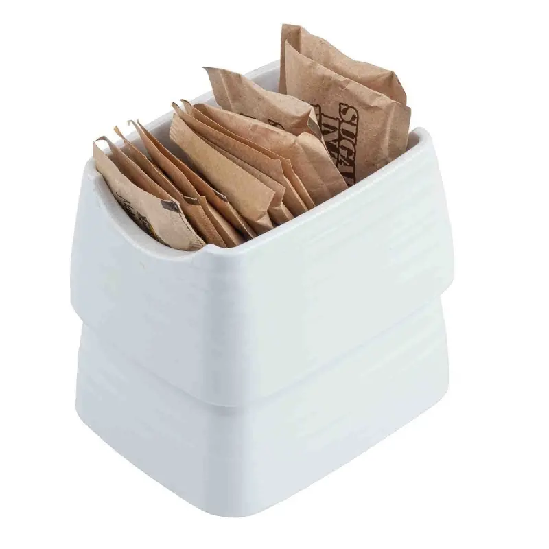 Tablecraft Pulito Collection Sugar Packet Holder 5 Oz. White 4"x3.25"x2" - Melamine - Set of 12
