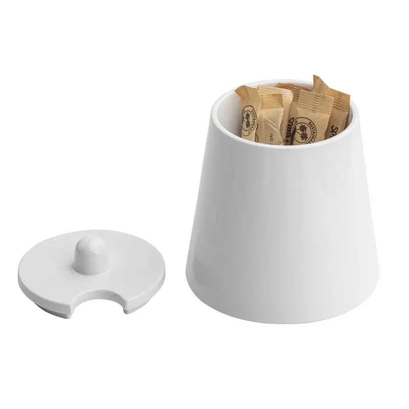 Tablecraft Sierra Collection Sugar Jar with Lid 6 Oz. White 3.625"x3.625"x4.25" - Melamine - Set of 12