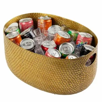 Tablecraft Crackle Collection Beverage Tub 2.5 Gallon Gold 15.25"x10.5"x7.5" - Powder Coated Aluminum