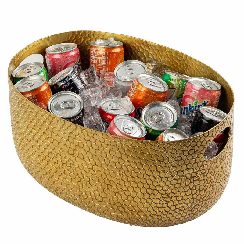 Tablecraft Crackle Collection Beverage Tub 2.5 Gallon Gold 15.25"x10.5"x7.5" - Powder Coated Aluminum