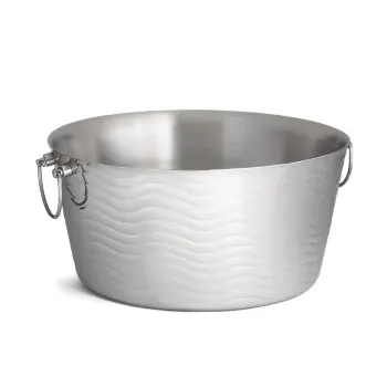 Tablecraft Round Double Wall Beverage Tub 6.75 Gallon 19"x19"x9" - Stainless Steel (14-1)