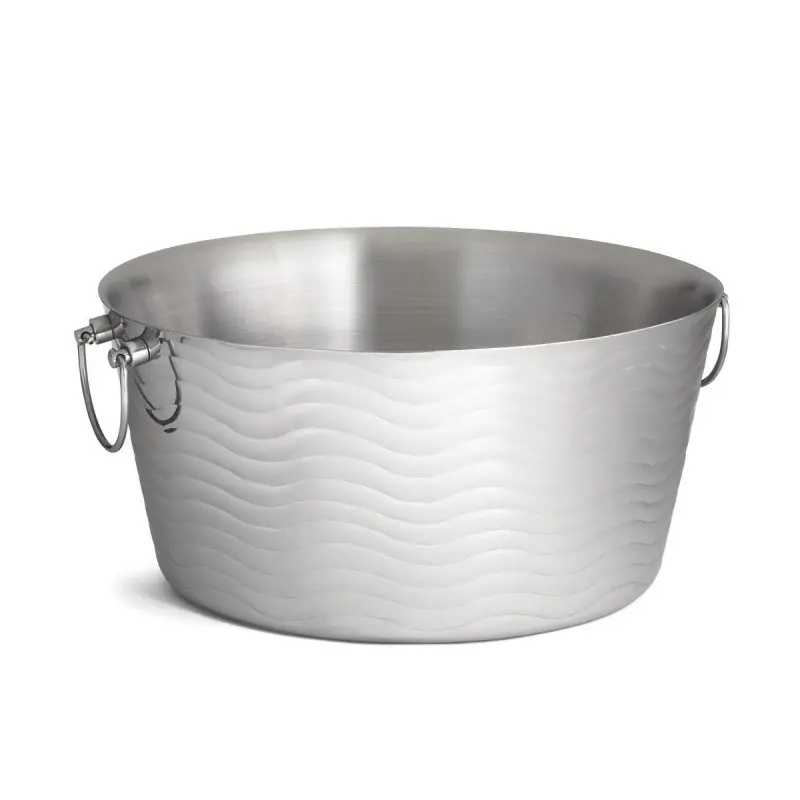 Tablecraft Round Double Wall Beverage Tub 6.75 Gallon 19"x19"x9" - Stainless Steel (14-1)