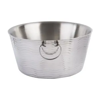 Tablecraft Round Double Wall Beverage Tub 6.75 Gallon 19"x19"x9" - Stainless Steel (14-1)
