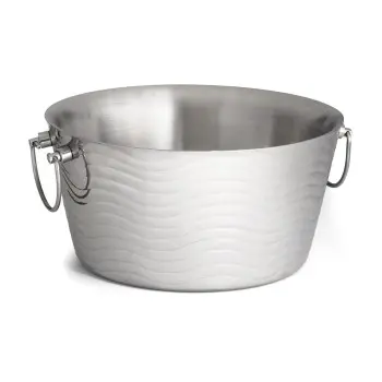 Tablecraft Round Double Wall Beverage Tub 3 Gallon 15.5"x14.5"x7.5" - Stainless Steel (14-1)