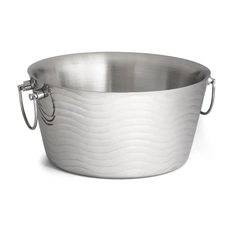 Tablecraft Round Double Wall Beverage Tub 3 Gallon 15.5"x14.5"x7.5" - Stainless Steel (14-1)