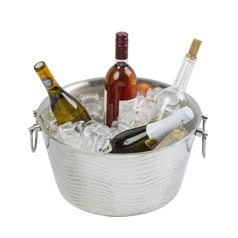 Tablecraft Round Double Wall Beverage Tub 3 Gallon 15.5"x14.5"x7.5" - Stainless Steel (14-1)