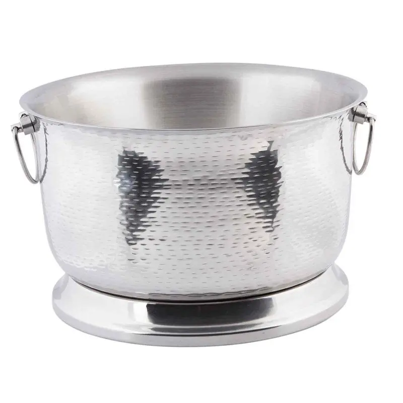 Tablecraft Remington Collection Round Beverage Tub With Base 7.5 Gallon 16.5"x15.75"x9.5" - Stainless Steel (14-1)