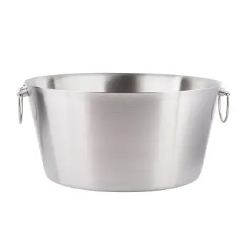 Tablecraft Round Double Wall Beverage Tub 7 Gallon 20"x19"x9" - Stainless Steel (14-1)