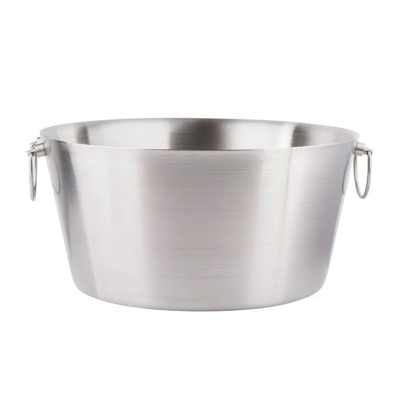 Tablecraft Round Double Wall Beverage Tub 7 Gallon 20"x19"x9" - Stainless Steel (14-1)