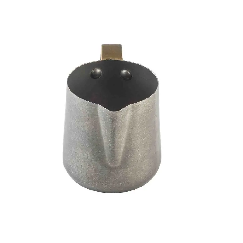Tablecraft Frothing Cup 14 Oz. 4.25"x3.125"x3.25" - Stainless Steel (200 Series) - Vintage Finish - Gold Finish Handle