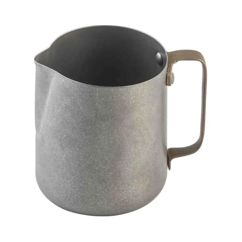 Tablecraft Frothing Cup 18 Oz. 4.25"x4.25"x4.75" - Stainless Steel (200 Series) - Vintage Finish - Gold Finish Handle