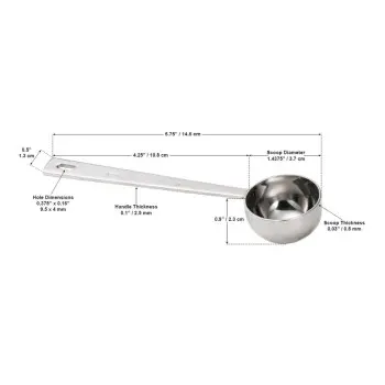 Tablecraft Coffee Scoop 1 TBSP - Tablespoon 5.75"x1.4375"x.9" - Stainless Steel (18/8)