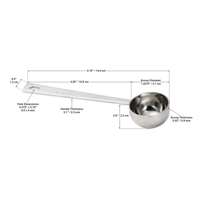 Tablecraft Coffee Scoop 1 TBSP - Tablespoon 5.75"x1.4375"x.9" - Stainless Steel (18/8)