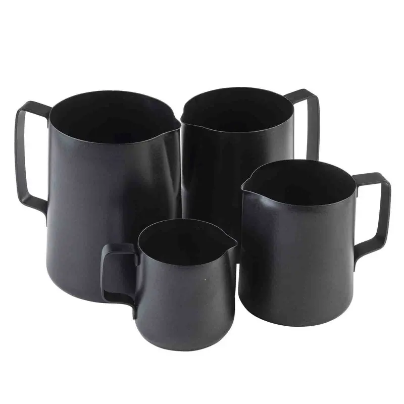 Tablecraft Frothing Cup 14 Oz. Black 4.25"x3.125"x3.25" - Stainless Steel (Coated) - Nonstick PTFE Finish