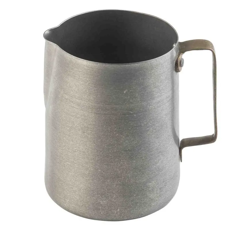 Tablecraft Frothing Cup 36 Oz. 5.5"x4.5"x5.75" - Stainless Steel (200 Series) - Vintage Finish - Gold Finish Handle