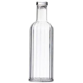 Tablecraft Carafe with Lid - Fluted 34 Oz. Clear 3.5"x3.5"x11.25" - Styrene Acrylonitrile (SAN)