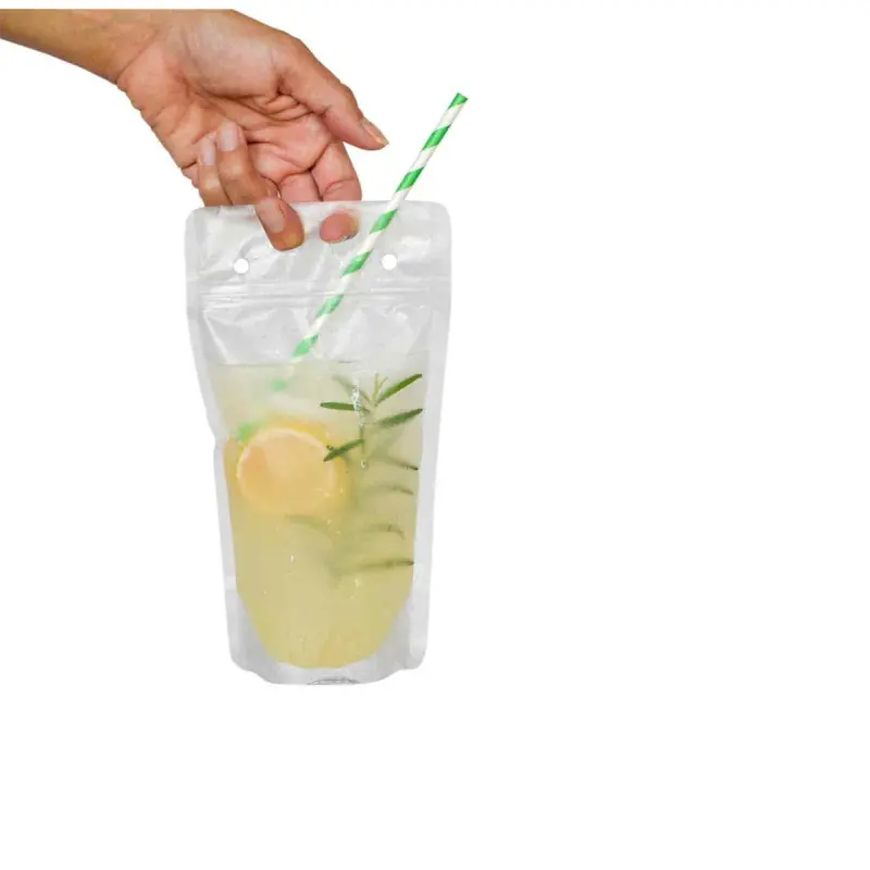Tablecraft To-Go Beverage Pouch 16 Oz. Clear 5.125"x.035"x9" - Polyethylene - Pack of 100