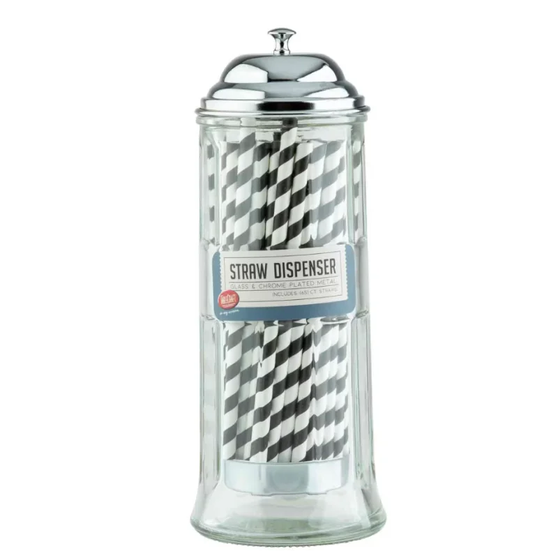 Tablecraft Straw Dispenser Clear 4.375"x4.375"x11.125" - Glass (Clear Soda Lime Glass) Includes 60 Straws - Set of 6 Tablecraft Straw Dispenser Clear 4.375"x4.375"x11.125" - Glass (Clear Soda Lime Glass) Includes 60 Straws - Set of 6