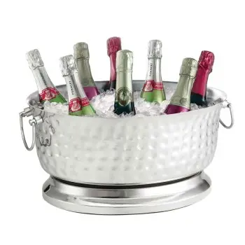 Tablecraft Bali Collection Oval Beverage Tub 4.75 Gallon 18"x15.25"x8.75" - Stainless Steel (14-1)