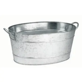 Tablecraft Galvanized Collection Oval Beverage Tub 6.5 Gallon 22.75"x14.5"x9.5" - Steel (Galvanized) - Set of 6