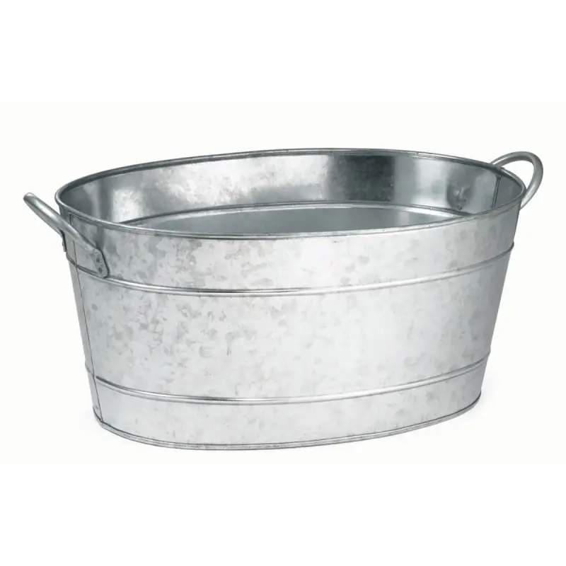 Tablecraft Galvanized Collection Oval Beverage Tub 6.5 Gallon 22.75"x14.5"x9.5" - Steel (Galvanized) - Set of 6