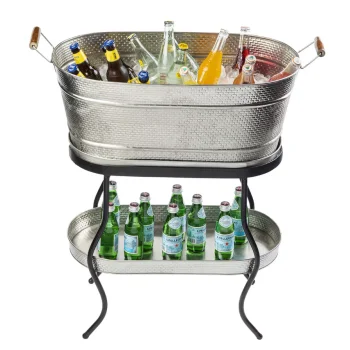 Tablecraft Brickhouse Collection Oval Beverage Tub Set 12.75 Gallon 27.5"x15"x32" - Stainless Steel (200 Series)
