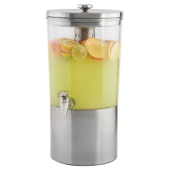 Tablecraft Upscale Beverage Dispenser 2.5 Gallon Clear 9.75"x12.5"x19.75" - Stainless Steel (14-1)