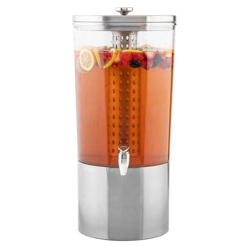 Tablecraft Upscale Beverage Dispenser 4.5 Gallon Clear 11"x13.5"x23.875" - Stainless Steel (14-1)