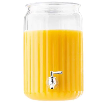 Tablecraft Round Fluted Beverage Dispenser 2 Gallon Clear 7.75"x9.5"x12" - Acrylic
