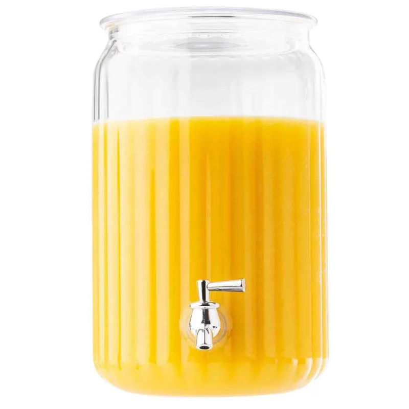 Tablecraft Round Fluted Beverage Dispenser 2 Gallon Clear 7.75"x9.5"x12" - Acrylic
