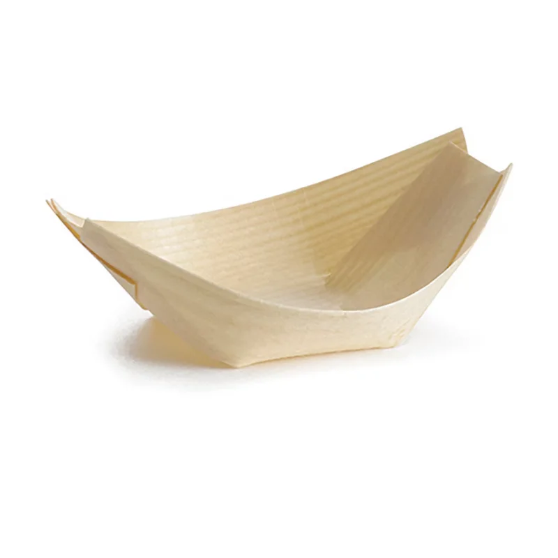 Tablecraft Mini Disposable Boat 1 Oz. 3.5"x2.25"x1" - Wood (Poplar) Pack of 50 - Set of 12