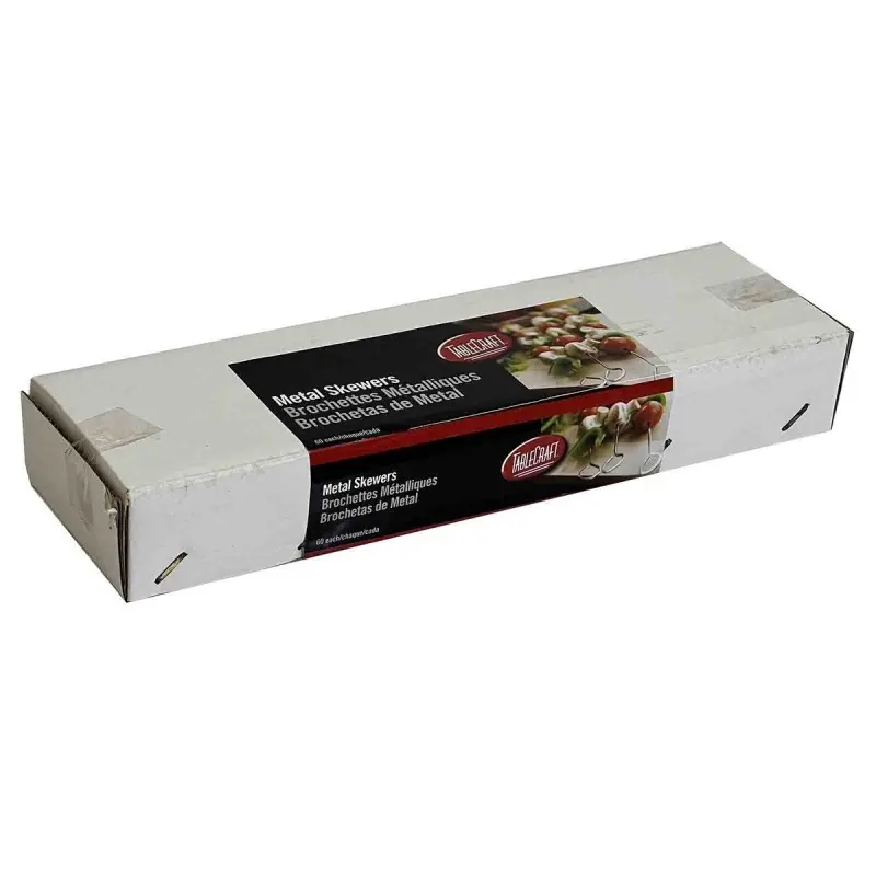 Tablecraft Oval Skewer 12"x.875"x.16" - Stainless Steel (200 Series) - Set of 60