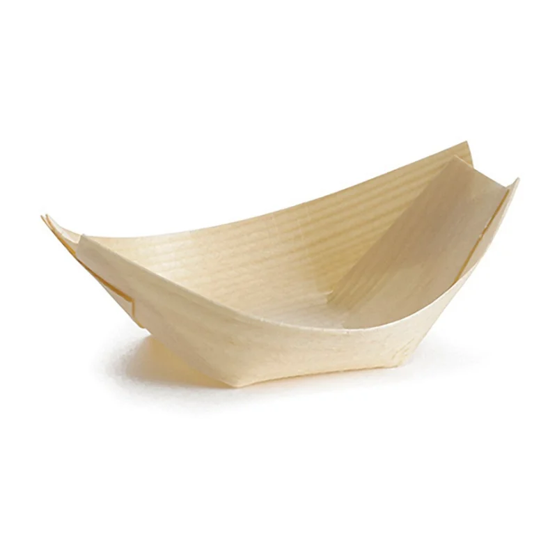 Tablecraft Large Disposable Boat 5 Oz. 6.5"x3.5"x1.5" - Wood (Poplar) Pack of 50 - Set of 12