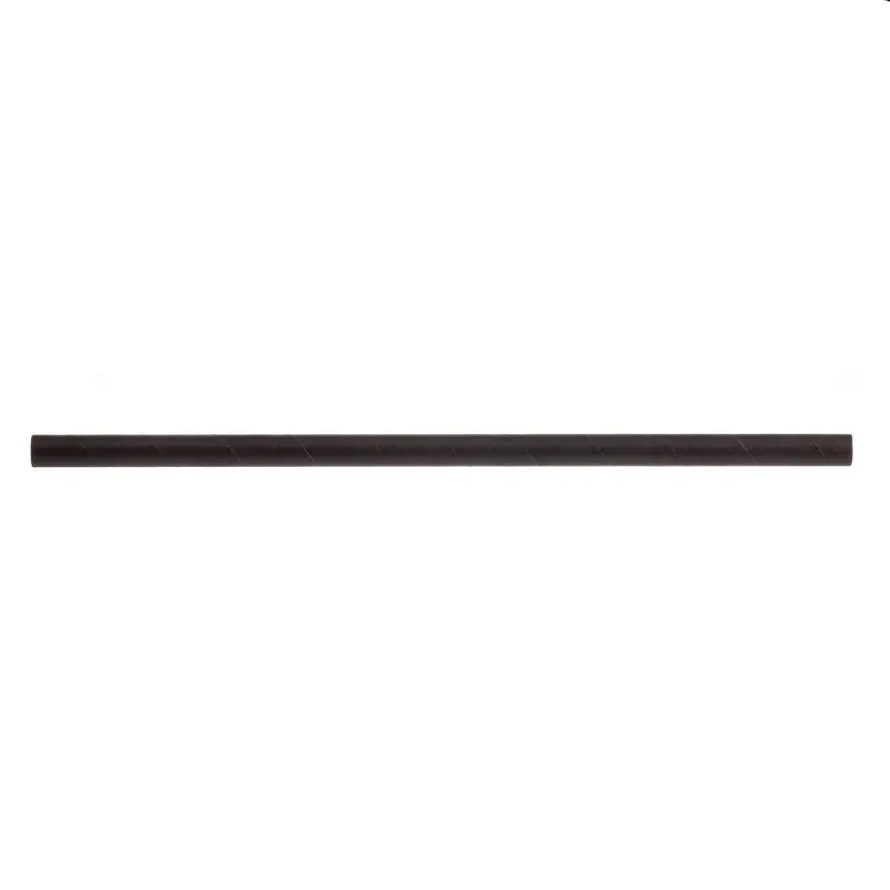 Tablecraft 7.75" (5mm) Straws Black .197"x.197"x7.75" - PLA Pack of 300 - Individually Wrapped - Set of 24