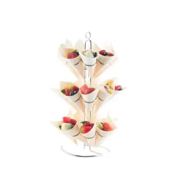 Tablecraft Cone Holder Oz. 7.37"x7.37"x16.625" - Chrome Plated (Over Steel) Holds 27 Disposable Cones