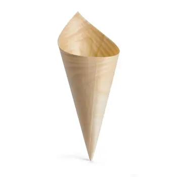 Tablecraft Disposable Cone 2.5"x2.75"x6" - Wood (Poplar) Pack of 50 - Set of 12