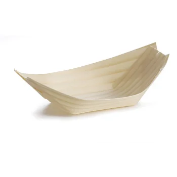 Tablecraft Extra Large Disposable Boat 8 Oz. 7.75"x3.75"x1.75" - Wood (Poplar) Pack of 50 - Set of 12