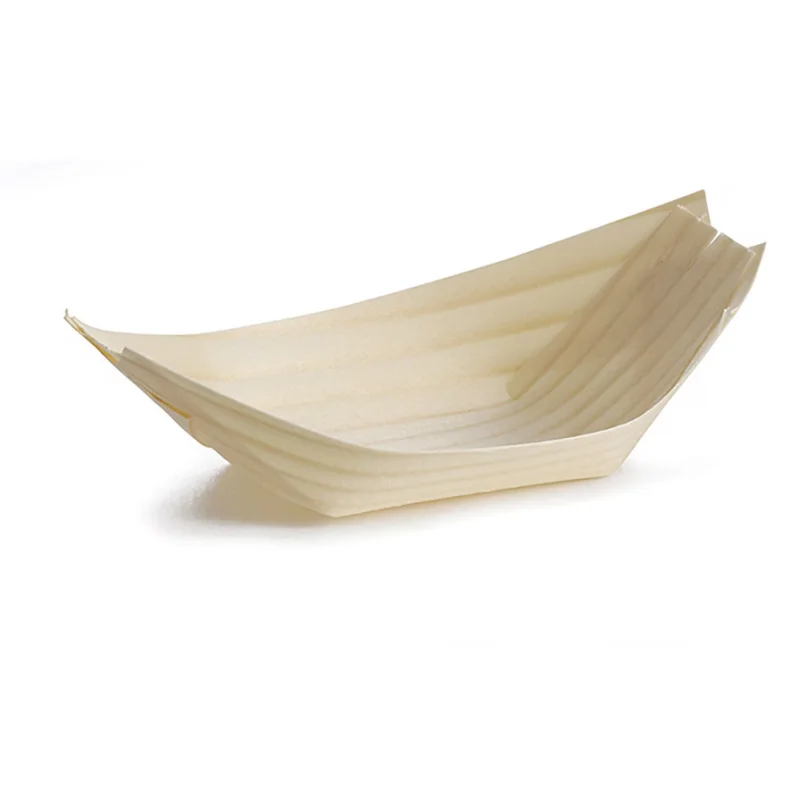 Tablecraft Extra Large Disposable Boat 8 Oz. 7.75"x3.75"x1.75" - Wood (Poplar) Pack of 50 - Set of 12