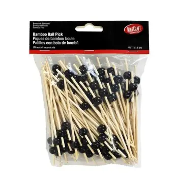 Tablecraft Ball Pick Black .4375"x.4375"x4.5" - Combo: Bamboo & Pinewood Pack of 100 - Set of 12